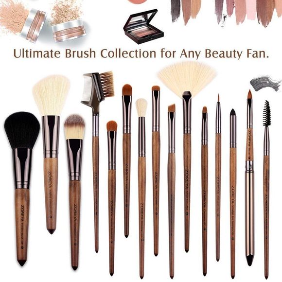 ZOREYA Makeup Brush Sets ,15pcs Unique Walnut Makeup Brushes with Nobility - Picture 5 of 7